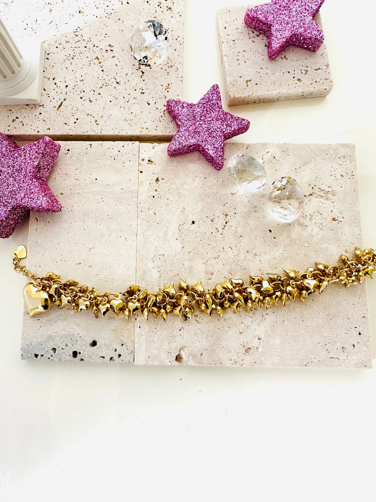 Bracciale multi sonaglio cuori Gold