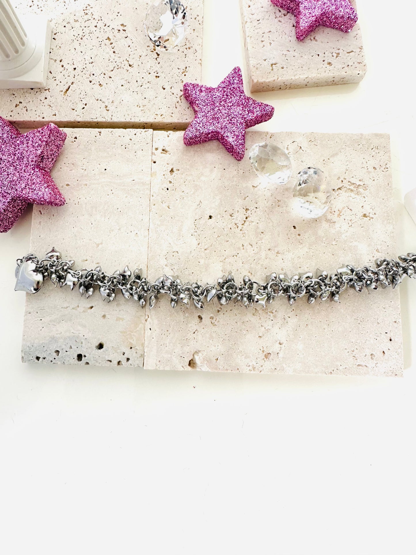 Bracciale multi sonaglio cuori Silver