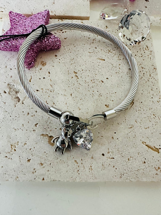 Bracciale rigido Teddyno cuoricino
