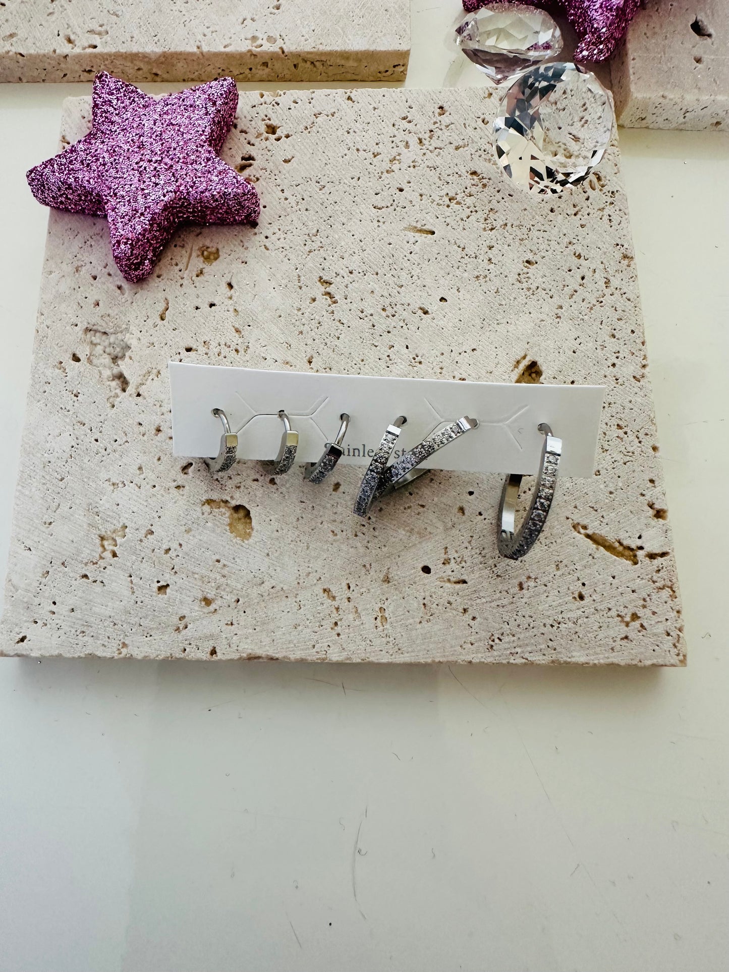 Set di 6 orecchini cerchio glitter