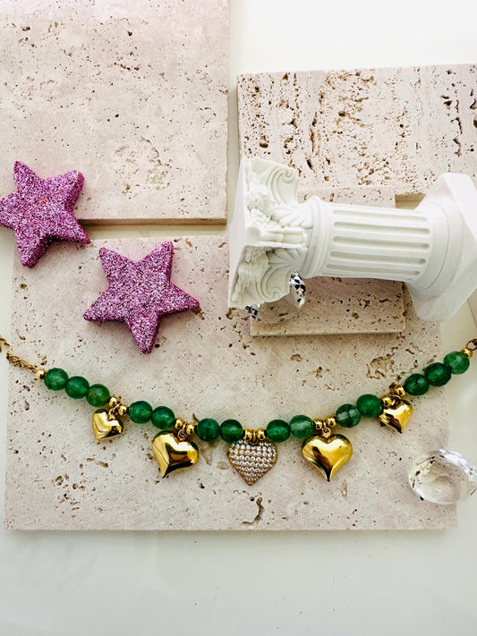 Bracciale mille cuoricini Green sonaglio