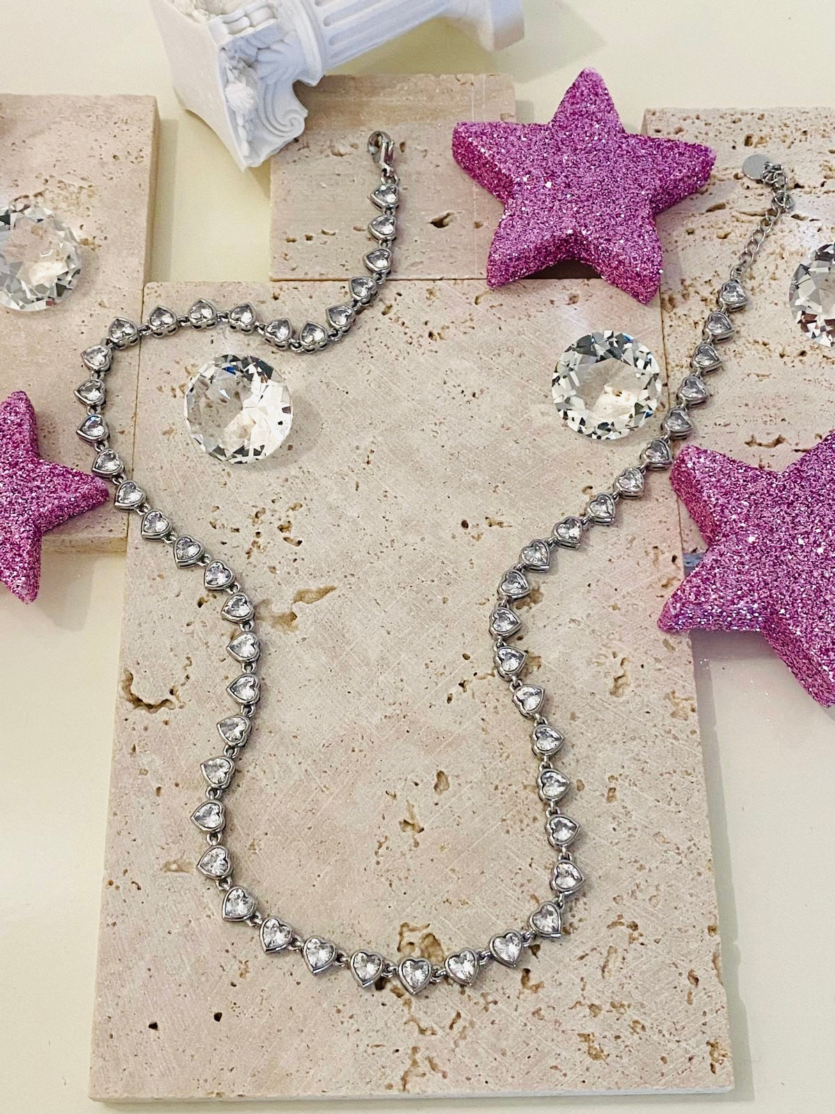 Collana Aurore Stellata Cuori Silver