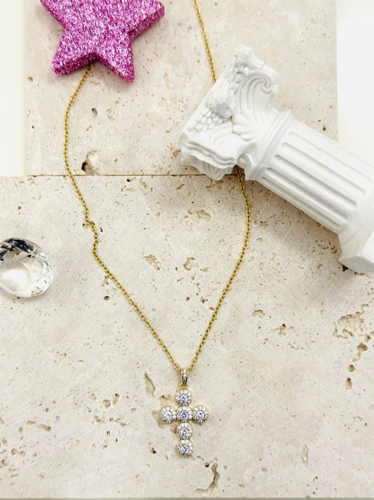 Collana Crystal Cross Gold